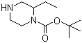 结构式 CAS# 393781-71-0, 1-N-Boc-2-乙基哌嗪; 1-N-叔丁氧羰基-2-乙基哌嗪