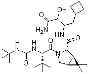 (1R,2S,5S)-N-[3-Amino-1-(cyclobutylmethyl)-2-hydroxy-3-oxopropyl]-3-[(2S)-2-[[[(1,1-dimethylethyl)amino]carbonyl]amino]-3,3-dimethyl-1-oxobutyl]-6,6-dimethyl-3-azabicyclo[3.1.0]hexane-2-carboxamide molecular structure (CAS 394735-28-5)