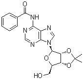 structure of CAS# 39947-04-1, N6-Benzoyl-2',3'-O-isopropylideneadenosine;N6-Benzoyl-2',3'-isopropylideneadenosine