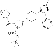 (2S,4S)-4-[4-(3-Methyl-1-phenyl-1H-pyrazol-5-yl)-1-piperazinyl]-2-(3-thiazolidinylcarbonyl)-1-pyrrolidinecarboxylic acid tert-butyl ester molecular structure (CAS 401566-80-1)