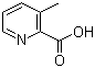 结构式 CAS# 4021-07-2, 3-甲基-2-吡啶甲酸; 3-甲基-2-吡啶羧酸