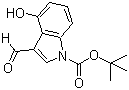 结构式 CAS# 404888-00-2, 3-甲酰基-4-羟基吲哚-1-羧酸叔丁酯
