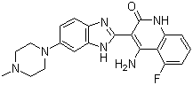 structure of CAS# 405169-16-6, Dovitinib;4-Amino-5-fluoro-3-[5-(4-methylpiperazin-1-yl)-1H-benzimidazol-2-yl]quinolin-2(1H)-one