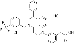 2-[3-[3-[[2-Chloro-3-(trifluoromethyl)benzyl](2,2-diphenylethyl)amino]propoxy]phenyl]acetic acid hydrochloride molecular structure (CAS 405911-17-3)