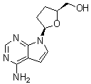 (2S,5R)-5-(4-Amino-7H-pyrrolo[2,3-d]pyrimidin-7-yl)tetrahydro-2-furanmethanol molecular structure (CAS 40627-30-3)