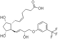 结构式 CAS# 40666-16-8, 氟前列醇; (5Z)-rel-7-[(1R,2R,3R,5S)-3,5-二羟基-2-[(1E,3R)-3-羟基-4-[3-(三氟甲基)苯氧基]-1-丁烯基]环戊基]-5-庚烯酸