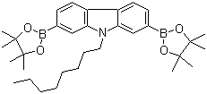 structure of CAS# 406726-92-9, 9-Octylcarbazole-2,7-diboronic acid dipinacol ester;N-Octyl-2,7-bis(4,4,5,5-tetramethyl-1,3,2-dioxaborolan-2-yl)carbazole; 9-Octyl-2,7-bis(4,4,5,5-tetramethyl-1,3,2-dioxaborolan-2-yl)-9H-carbazole