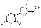 structure of CAS# 41107-56-6, 2',3'-Dideoxy-3'-fluorouridine;3'-Fluoro-2',3'-dideoxyuridine