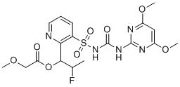 structure of CAS# 412928-75-7, Flucetosulfuron;[1-[3-[(4,6-Dimethoxypyrimidin-2-yl)carbamoylsulfamoyl]pyridin-2-yl]-2-fluoropropyl] 2-methoxyacetate
