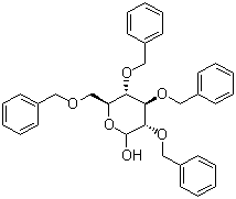 结构式 CAS# 4132-28-9, 2,3,4,6-四苄基-D-吡喃葡萄糖; 2,3,4,6-O-四苄基-D-葡萄糖