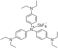 Tris[4-(diethylamino)phenyl]ammoniumyl hexafluoroantimonate(1-) molecular structure (CAS 41494-34-2)