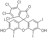 structure of CAS# 4159-77-7, Rose Bengal lactone;4,5,6,7-Tetrachloro-3',6'-dihydroxy-2',4',5',7'-tetraiodospiro[isobenzofuran-1(3H),9'-[9H]xanthene]-3-one