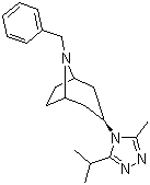 8-Benzyl-3-exo-(5-isopropyl-3-methyl-4H-1,2,4-triazol-4-yl)-8-azabicyclo[3.2.1]octane molecular structure (CAS 423165-13-3)