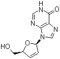 structure of CAS# 42867-68-5, 2',3'-Dideoxy-2',3'-didehydroinosine;9-[(2R,5S)-5-(Hydroxymethyl)-2,5-dihydrofuran-2-yl]-3H-purin-6-one