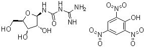 1-(二氨基亚甲基)-3-beta-D-呋喃核糖基脲苦味酸盐分子结构 (CAS 4336-46-3)