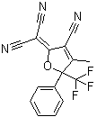2-[3-Cyano-4-methyl-5-phenyl-5-(trifluoromethyl)-2(5H)-furanylidene]-propanedinitrile molecular structure (CAS 436097-14-2)