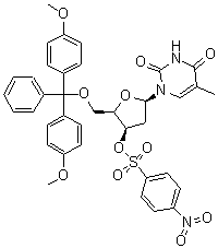 1-[5-O-[二(4-甲氧基苯基)苯基甲基]-2-脱氧-3-O-[(4-硝基苯基)磺酰基]-beta-D-苏式-呋喃戊糖基]-5-甲基-2,4(1H,3H)-嘧啶二酮分子结构 (CAS 444717-20-8)