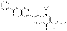 7-[6-[Benzoyl(methyl)amino]-5-methyl-3-pyridinyl]-1-cyclopropyl-8-methyl-4-oxo-1,4-dihydro-3-quinolinecarboxylic acid ethyl ester molecular structure (CAS 446299-90-7)