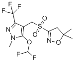 structure of CAS# 447399-55-5, Pyroxasulfone;3-[[5-(difluoromethoxy)-1-methyl-3-(trifluoromethyl)pyrazol-4-yl]methylsulfonyl]-5,5-dimethyl-4H-1,2-oxazole