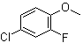 structure of CAS# 452-09-5, 4-Chloro-2-fluoroanisole;4-Chloro-2-fluoro-1-methoxybenzene; 1-Chloro-3-fluoro-4-methoxybenzene; NSC 10330