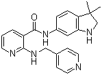 structure of CAS# 453562-69-1, Motesanib;AMG 706; N-(2,3-Dihydro-3,3-dimethyl-1H-indol-6-yl)-2-[(4-pyridinylmethyl)amino]-3-pyridinecarboxamide