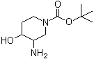 structure of CAS# 454709-92-3, tert-Butyl 3-amino-4-hydroxypiperidine-1-carboxylate;3-Amino-4-hydroxy-1-piperidinecarboxylic acid 1,1-dimethylethyl ester