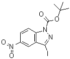 3-碘-5-硝基-1H-吲唑-1-羧酸叔丁酯分子结构 (CAS 459133-69-8)