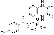 structure of CAS# 459836-30-7, [[[(1S)-1-(4-Bromophenyl)ethyl]amino](1,2,3,4-tetrahydro-2,3-dioxo-5-quinoxalinyl)methyl]phosphonic acid