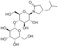 structure of CAS# 466678-44-4, Lactosyl Pregabalin Pyrrolidone;(4S)-1-[(2R,3R,4R,5S,6R)-3,4-dihydroxy-6-(hydroxymethyl)-5-[(2S,3R,4S,5R,6R)-3,4,5-trihydroxy-6-(hydroxymethyl)oxan-2-yl]oxyoxan-2-yl]-4-(2-methylpropyl)pyrrolidin-2-one