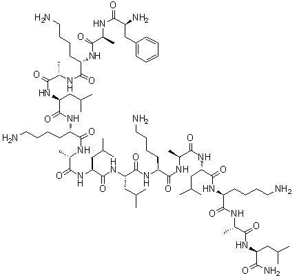 L-Phenylalanyl-L-alanyl-L-lysyl-L-alanyl-L-leucyl-L-lysyl-L-alanyl-L-leucyl-L-leucyl-L-lysyl-L-alanyl-L-leucyl-L-lysyl-L-alanyl-L-leucinamide molecular structure (CAS 466691-40-7)