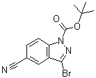 structure of CAS# 473416-06-7, 3-Bromo-5-cyano-1H-indazole-1-carboxylic acid 1,1-dimethylethyl ester