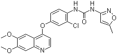 结构式 CAS# 475108-18-0, AV-951; N-[2-氯-4-[(6,7-二甲氧基-4-喹啉基)氧基]苯基]-N'-(5-甲基-3-异恶唑基)脲