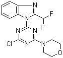 structure of CAS# 475111-38-7, 4-(4-Chloro-6-(2-(difluoromethyl)-1H-benzo[d]imidazol-1-yl)-1,3,5-triazin-2-yl)morpholine