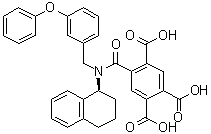 structure of CAS# 475205-49-3, A 317491;5-[[(3-Phenoxybenzyl)[(1S)-1,2,3,4-tetrahydro-1-naphthalenyl]amino]carbonyl]-1,2,4-benzenetricarboxylic acid