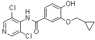 结构式 CAS# 475271-62-6, 3-(环丙基甲氧基)-N-(3,5-二氯-4-吡啶基)-4-羟基苯甲酰胺