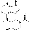 1-[(3R,4R)-4-甲基-3-(甲基-7H-吡咯并[2,3-d]嘧啶-4-基氨基)-1-哌啶基]乙酮分子结构 (CAS 477600-76-3)