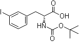 结构式 CAS# 478183-66-3, N-[叔丁氧羰基]-3-碘-D-苯丙氨酸