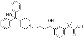 structure of CAS# 479035-75-1, 3-[1-Hydroxy-4-[4-(hydroxydiphenylmethyl)-1-piperidinyl]butyl]-alpha,alpha-dimethylbenzeneacetic acid