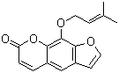 structure of CAS# 482-44-0, Imperatorin;8-Isopentenyloxypsoralen; 9-(3-Methylbut-2-enyloxy)-7H-furo[3,2-g]chromen-7-one