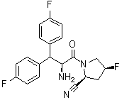 structure of CAS# 483369-58-0, Denagliptin;(2S,4S)-1-[(2S)-2-Amino-3,3-bis(4-fluorophenyl)propanoyl]-4-fluoropyrrolidine-2-carbonitrile; GSK 823093