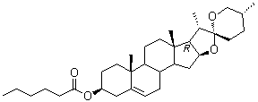 (22R,25R)-20alpha-Spirost-5-en-3beta-yl hexanoate molecular structure (CAS 4952-56-1)