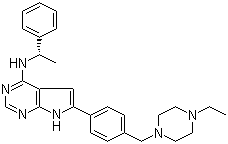 6-[4-[(4-Ethyl-1-piperazinyl)methyl]phenyl]-N-[(1R)-1-phenylethyl]-7H-pyrrolo[2,3-d]pyrimidin-4-amine molecular structure (CAS 497839-62-0)