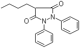 结构式 CAS# 50-33-9, 保泰松; 苯基丁氮酮; 4-丁基-1,2-二苯基-3,5-吡唑烷二酮