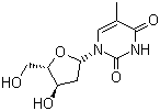 结构式 CAS# 50-89-5, beta-胸苷; beta-胸甙; 胸腺嘧啶脱氧核苷; 2'-脱氧胸腺嘧啶核苷