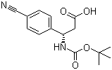structure of CAS# 500770-82-1, Boc-(S)-3-Amino-3-(4-cyanophenyl)propionic acid;Boc-4-Cyano-L-beta-phenylalanine; (betaS)-4-Cyano-beta-[[(tert-butoxy)carbonyl]amino]benzenepropanoic acid