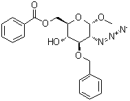 Methyl 2-azido-2-deoxy-3-O-(phenylmethyl)-alpha-D-glucopyranoside 6-benzoate molecular structure (CAS 501088-17-1)