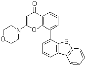 structure of CAS# 503468-95-9, KU 57788;NU 7441; 8-(4-Dibenzothienyl)-2-(4-morpholinyl)-4H-1-benzopyran-4-one