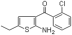 structure of CAS# 50508-60-6, 2-Amino-3-(2-chlorobenzoyl)-5-ethylthiophene;2-Amino-3-(o-chlorobenzoyl)-5-ethylthiophene; 2-Amino-5-ethyl-3-(2-chlorobenzoyl)thiophene
