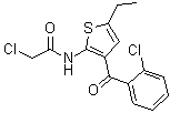structure of CAS# 50508-89-9, 2-(2-Chloroacetamido)-3-(o-chlorobenzoyl)-5-ethylthiophene;2-Chloro-N-[3-(2-chlorobenzoyl)-5-ethyl-2-thienyl]acetamide