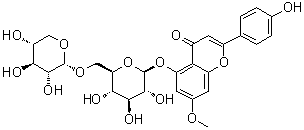 2-(4-Hydroxyphenyl)-7-methoxy-5-[(6-O-alpha-D-xylopyranosyl-beta-D-glucopyranosyl)oxy]-4H-1-benzopyran-4-one molecular structure (CAS 50675-78-0)